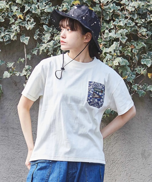 OE天竺 WOODS コラボ バックプリント ポケット Tシャツ