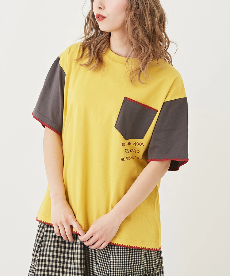 CUBE SUGAR(キューブシュガー) |ハマグリ 刺繍 胸ポケット Tシャツ