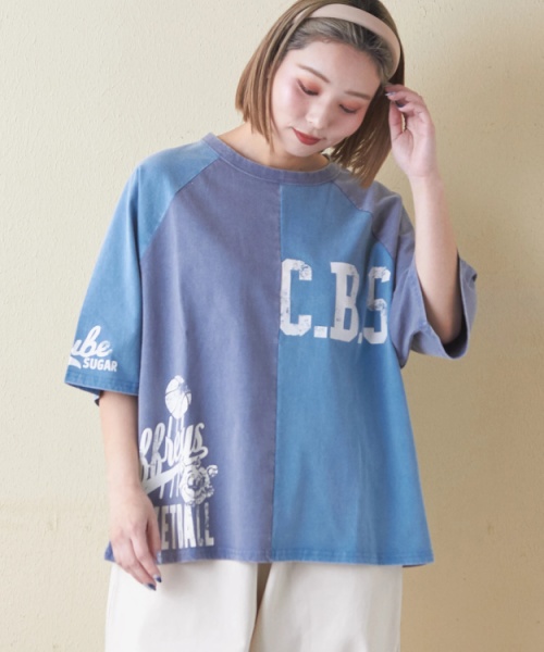 21/-OE天竺 カットソー パウダー加工 ラグランスリーブ Tシャツ