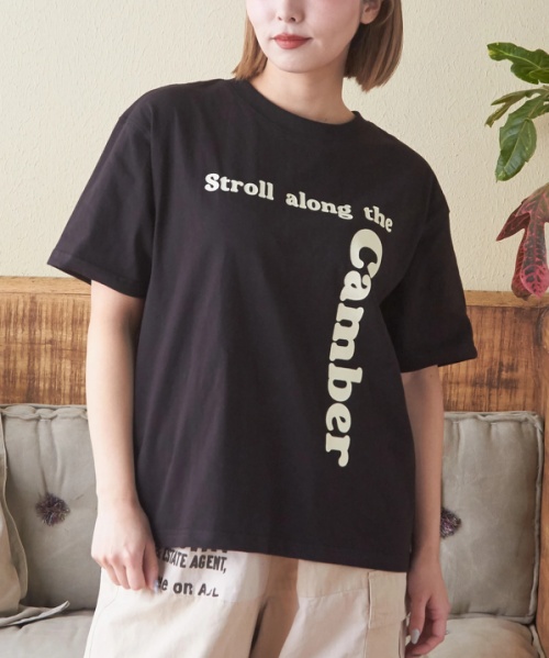 21/-OE天竺 ハードウォッシュ ロゴプリント Tシャツ