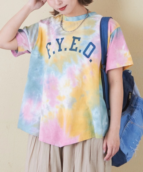 26/-OE天竺 タイダイ イレギュラーヘム Tシャツ
