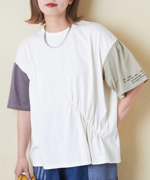 32/-天竺 シャーリング 半袖 Tシャツ