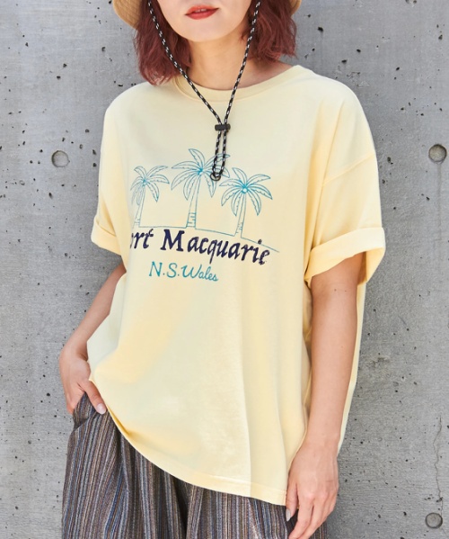 21/-シルケット風天竺 接触冷感 裾タック Tシャツ