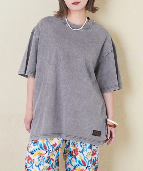 無地 ピグメント染め ビッグ Tシャツ