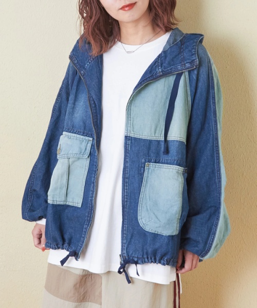 【会員様限定セール除外商品】【秋新作】スラブ デニム ラグラン パーカー ジャケット