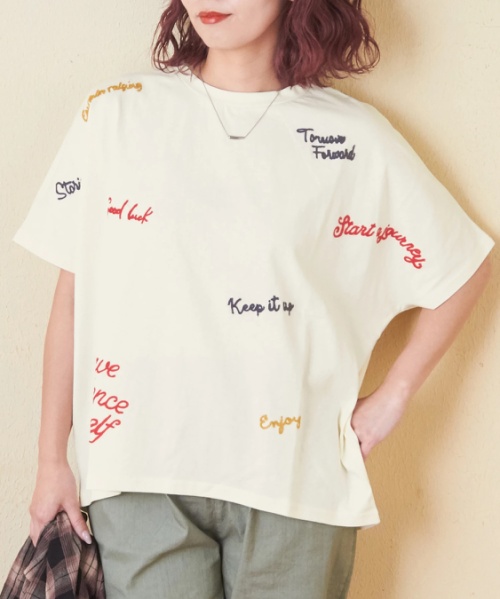 天竺 ランダム 刺繍 Tシャツ