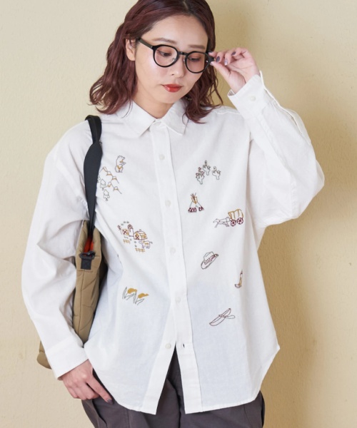 【秋冬新作】インド 起毛 シーチング 刺繍 ビッグシャツ