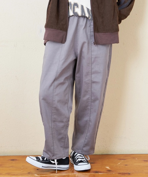 【秋新作】裏起毛 ストレッチ ツイル センター切替 ワイドパンツ