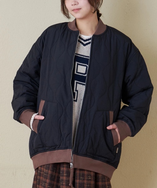 【秋冬新作】中綿 キルト ミリタリー ブルゾン