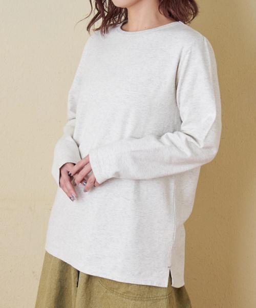 【秋冬新作】裏起毛 スムース 長袖 クルーネック インナー