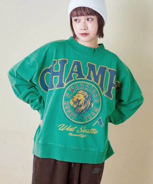 【秋冬新作】パウダー加工 スウェット ビッグ プリント プルオーバー