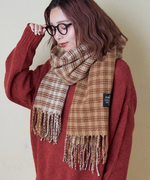 【秋冬新作】チェック柄 切替 ストール