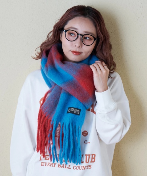 【秋冬新作】チェック柄 切替 ストール