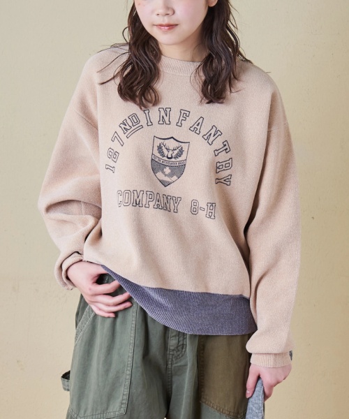 【秋冬新作】モールヤーン ニット ロゴプリント プルオーバー