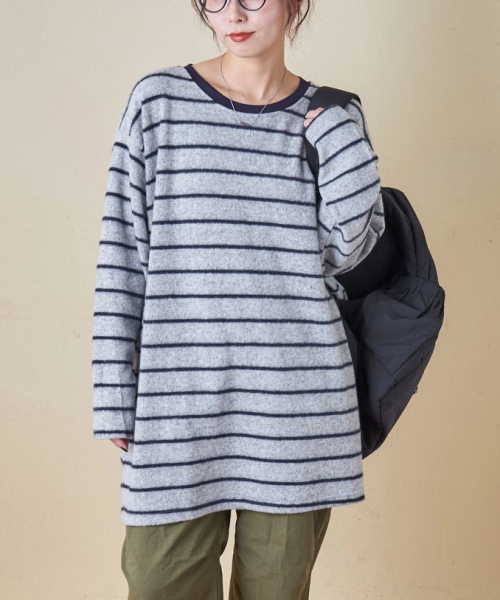 【秋冬新作】ブラッシング ボーダー ビッグ プルオーバー