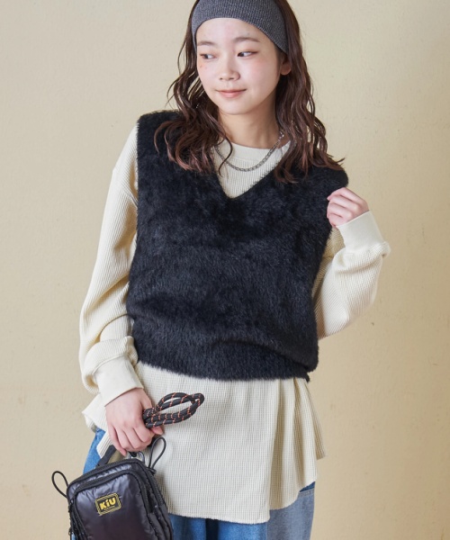 【秋冬新作】シャギー ニット Vネック ベスト