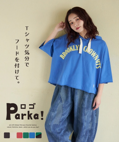 【春新作】20/-OE天竺 ロゴプリント パーカー