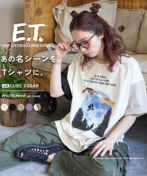 21/-OE天竺 E.T. フォトプリント Tシャツ