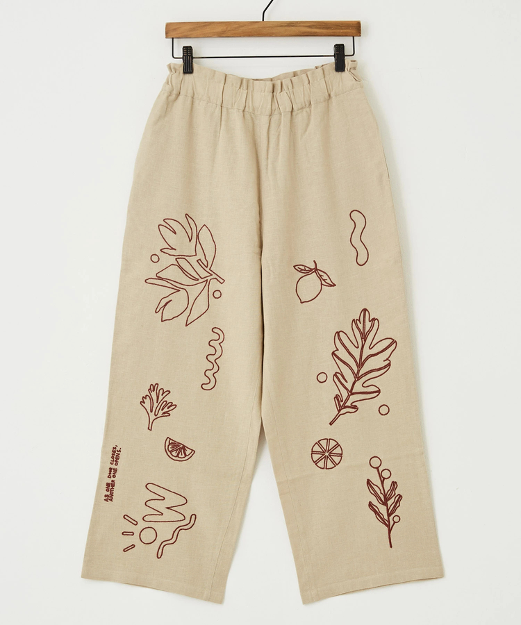 TOBILA(トビラ) |コットン リネン ボタニカル 刺繍 パンツ