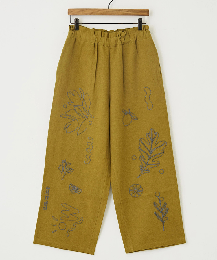 TOBILA(トビラ) |コットン リネン ボタニカル 刺繍 パンツ