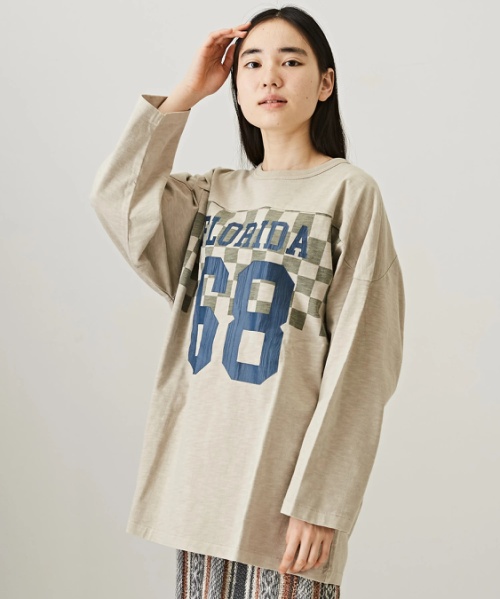 【会員様限定セール除外商品】コットン スラブ 天竺 カットソー フットボール Tシャツ