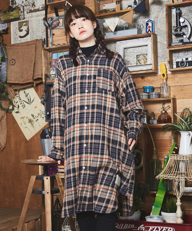 微起毛 ガーゼツイル チェック シャツワンピ ス ファッション通販サイトのcube Sugar キューブシュガー