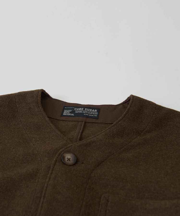 CUBE SUGAR(キューブシュガー) |ウールフィールジャージー ワーク ノーカラーシャツジャケット