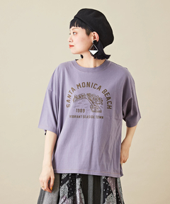 リサイクル天竺 カットソー グラフィック ロゴプリント クルーネック ビッグTシャツ