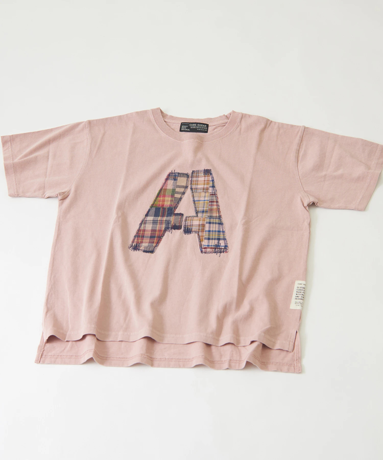 CUBE SUGAR(キューブシュガー) |天竺 カットソー 異素材 ピグメント染 半袖 ロゴパッチ Tシャツ