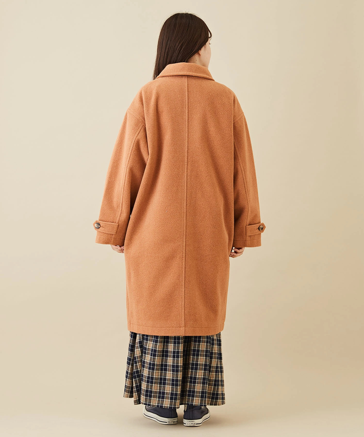 無地 ウールフィール ステンカラー ロングコート｜ファッション通販