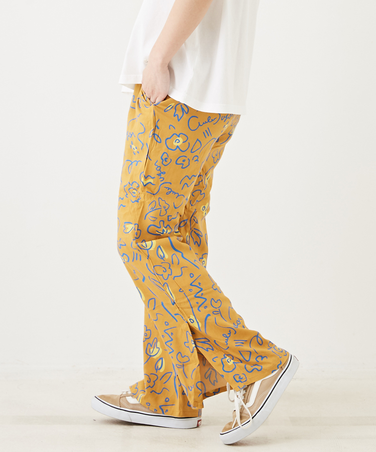 インド レーヨン 総柄 プリント 裾スリット ギャザーパンツ｜ファッション通販サイトのCUBE SUGAR（キューブシュガー）