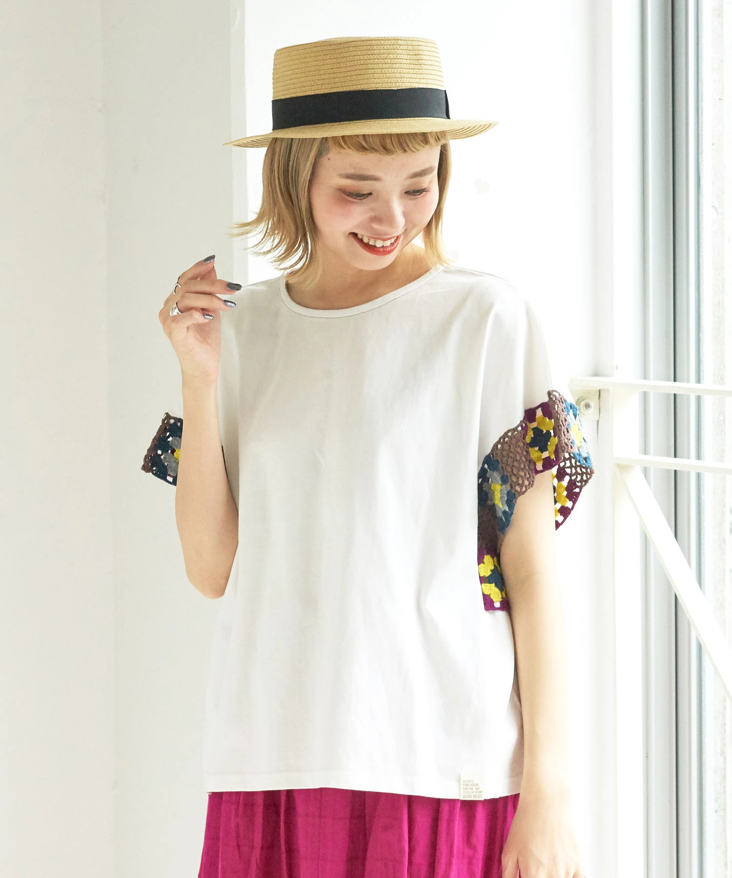 カットソー × カギ針 ドルマンスリーブ Tシャツ｜ファッション通販サイトのCUBE SUGAR（キューブシュガー）