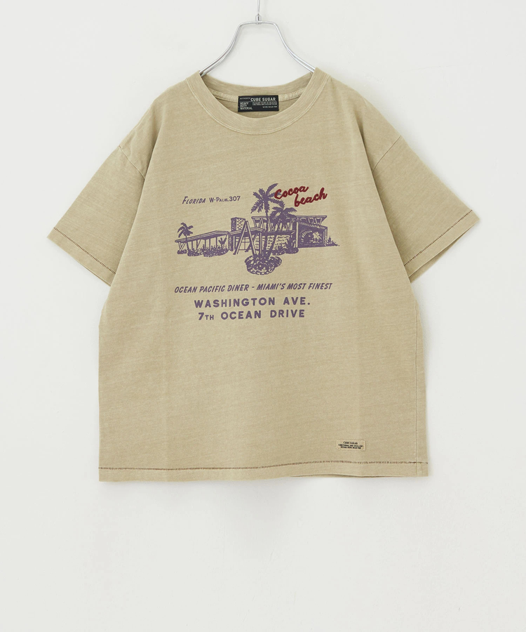 CUBE SUGAR(キューブシュガー) |ピグメント染 ロゴプリント Tシャツ