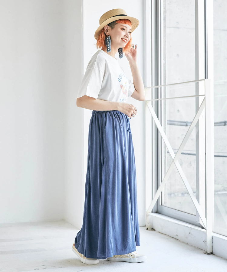 WEB限定 サンドウォッシュ テレコ フレア スカート｜ファッション通販 