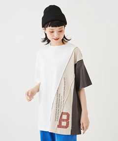 WEB限定 OE天竺 カットソー 配色 切替 ロゴプリント Tシャツ ユニセックス