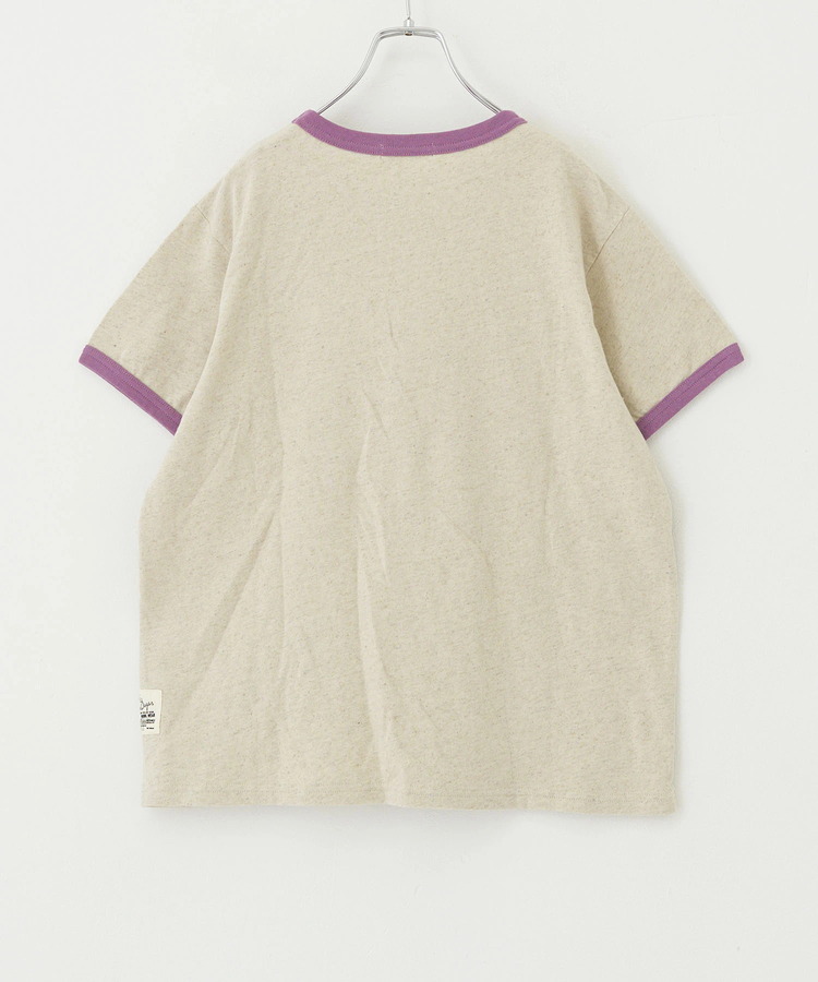CUBE SUGAR(キューブシュガー) |綿麻 天竺 カットソー ロゴプリント リンガーTシャツ
