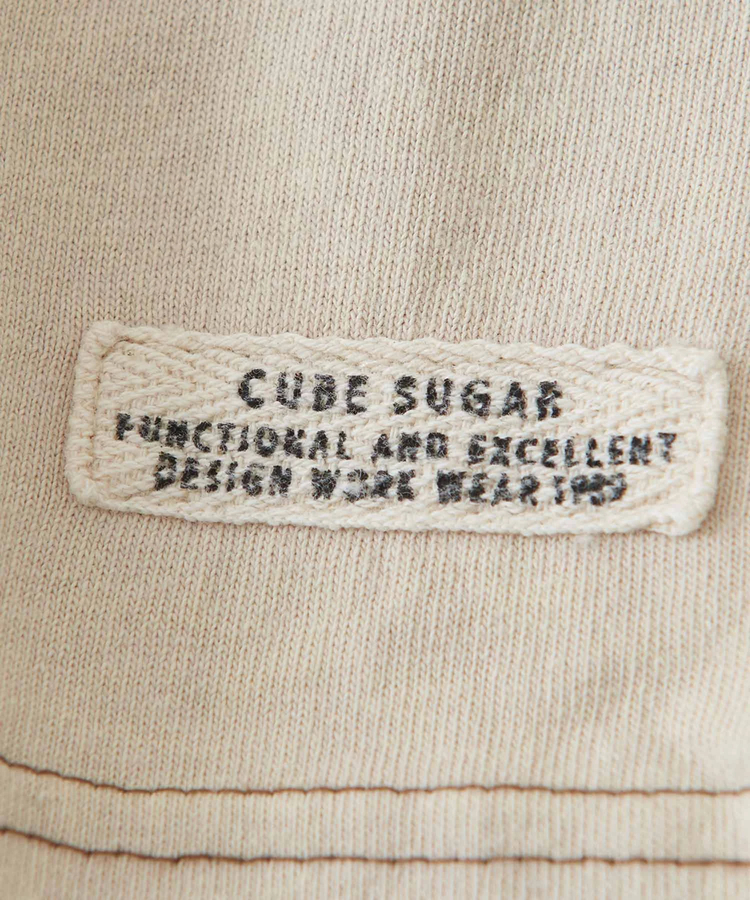 CUBE SUGAR(キューブシュガー) |OE天竺 カットソー ケミカルウォッシュ リメイク風 切替 ロゴプリント Tシャツ