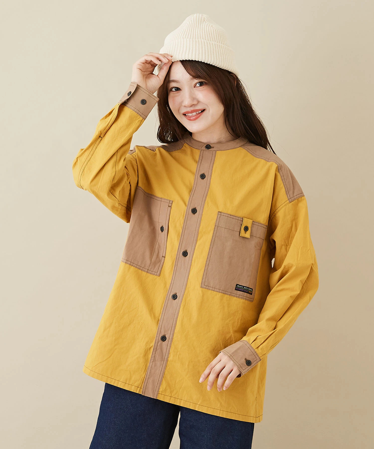 綿ダンプ 配色 胸ポケット アウトドア シャツ｜ファッション通販サイト 