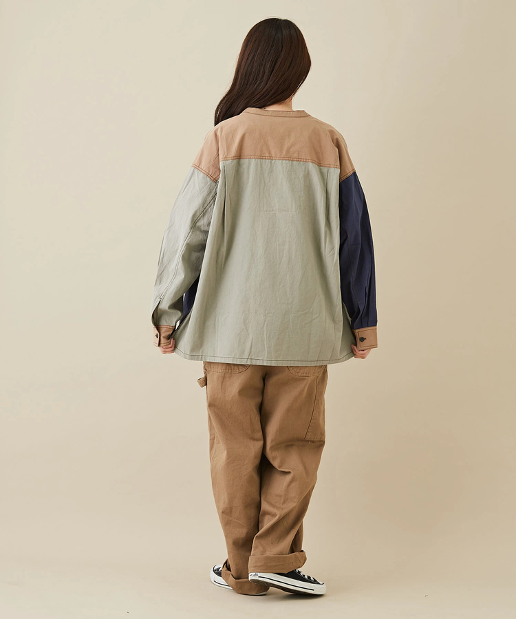 綿ダンプ 配色 胸ポケット アウトドア シャツ｜ファッション通販サイト
