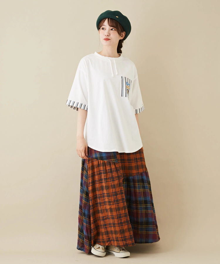度甘ネル チェック 変形 ティアードスカート｜ファッション通販サイト