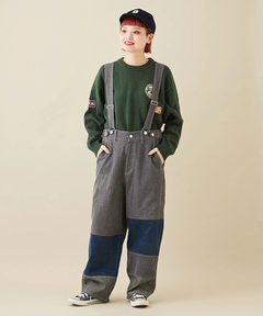 WEB限定 コーデュロイ ミックス デニム サロペット パンツ