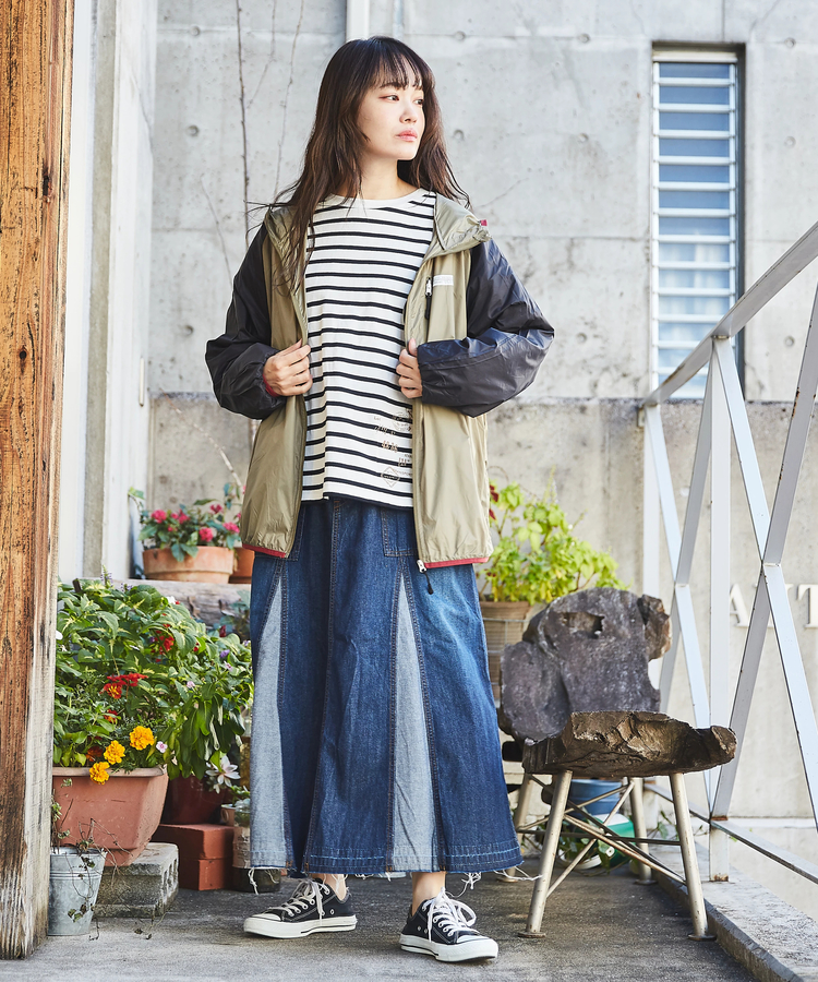 6.5オンス デニム マチ 切替 ロングスカート｜ファッション通販サイト