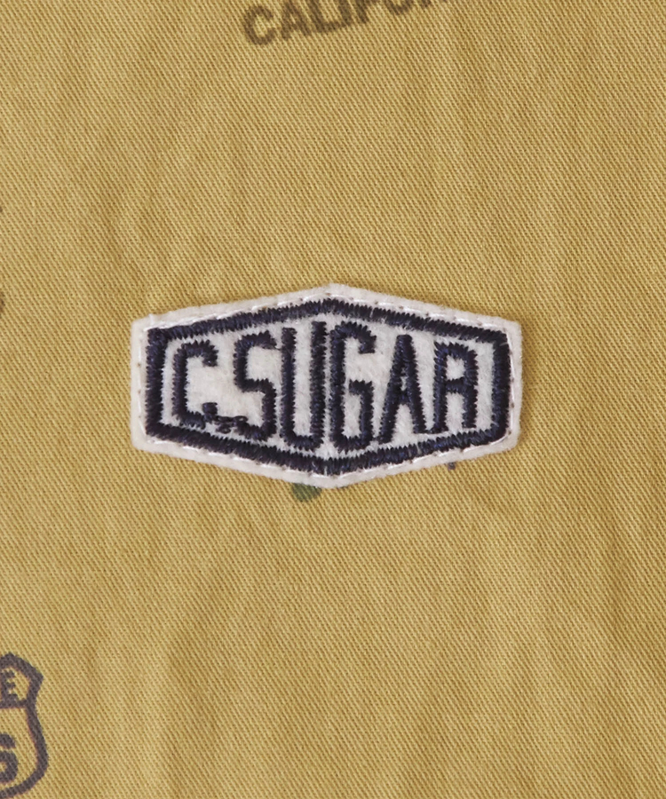 CUBE SUGAR(キューブシュガー) |総柄 プリント 長袖 ビッグ シャツワンピース