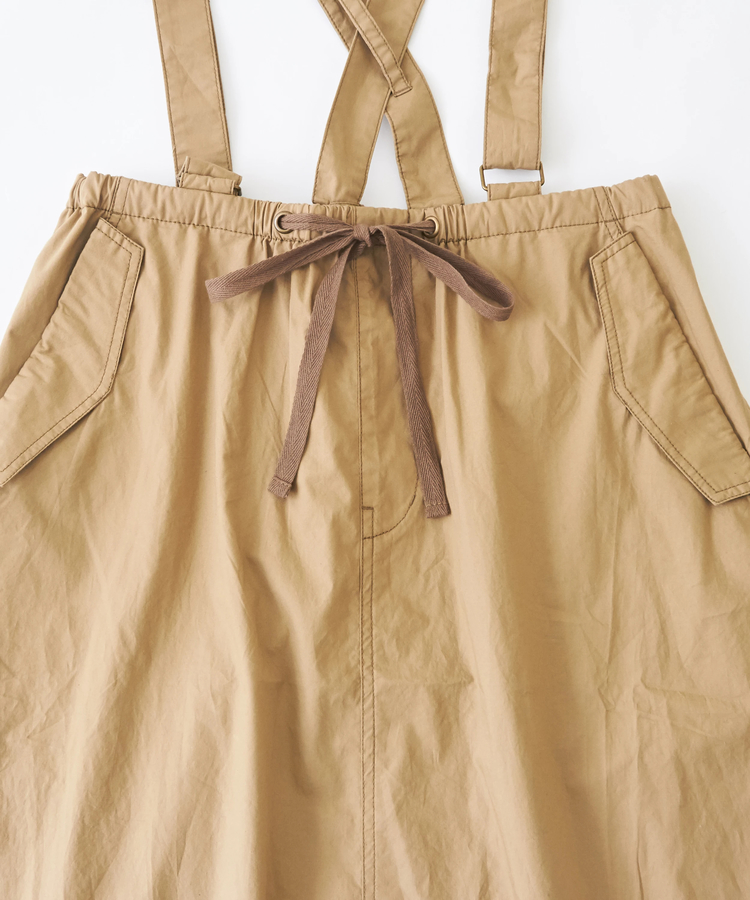 CUBE SUGAR(キューブシュガー) |綿ダンプ サイド ギャザー サスペンダー付き スカート