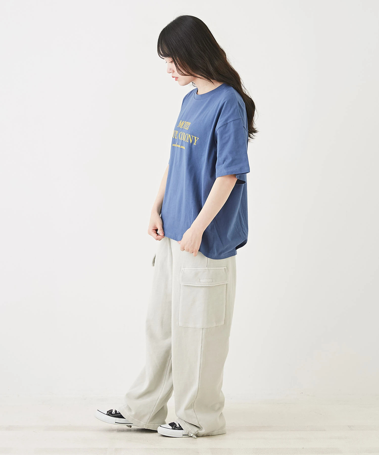 CUBE SUGAR(キューブシュガー) |コットン カットソー 裾タック ロゴ刺繍 ビッグTシャツ