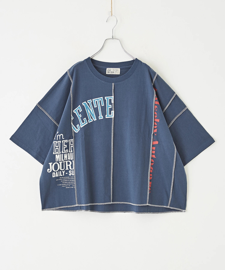 CUBE SUGAR(キューブシュガー) |OE天竺 カットソー ラメ糸 リメイク風 ビッグTシャツ