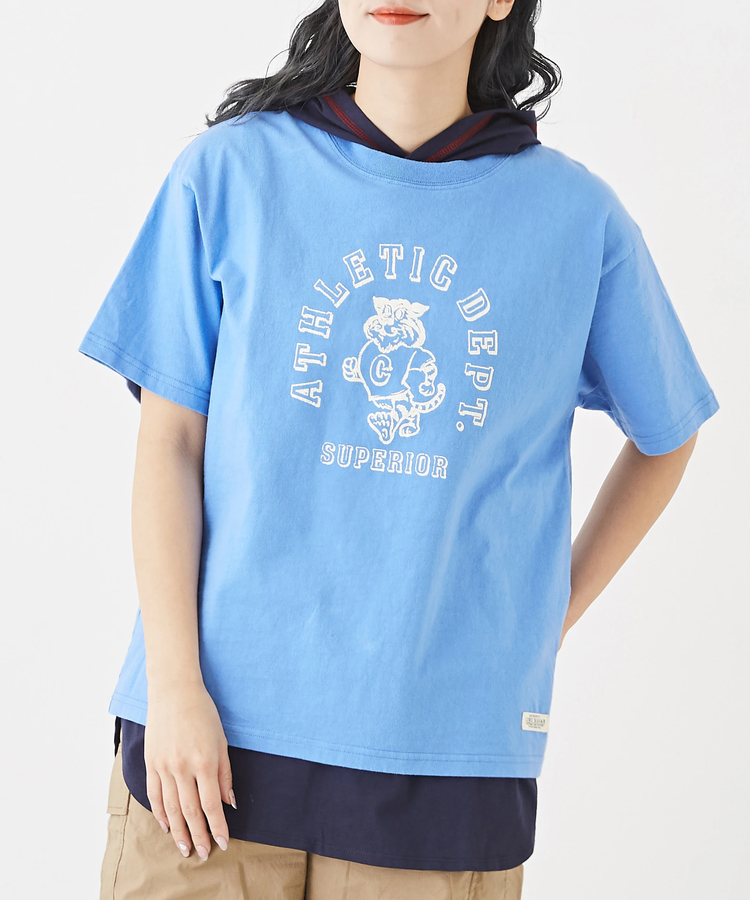 CUBE SUGAR(キューブシュガー) |OE天竺 カットソー カレッジ風 プリント ロゴ Tシャツ