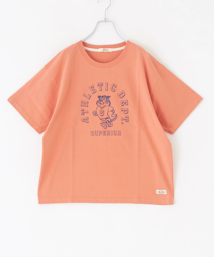 CUBE SUGAR(キューブシュガー) |OE天竺 カットソー カレッジ風 プリント ロゴ Tシャツ