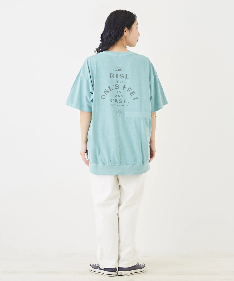 CUBE SUGAR(キューブシュガー) |OE天竺 カットソー ピグメント染 ドロスト バックプリント Tシャツ