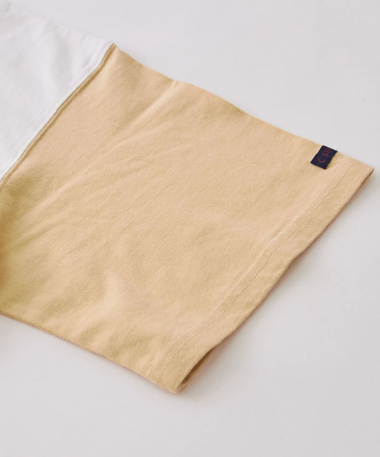 CUBE SUGAR(キューブシュガー) |パウダー加工 カットソー 切替 ロゴ リメイク風 Tシャツ